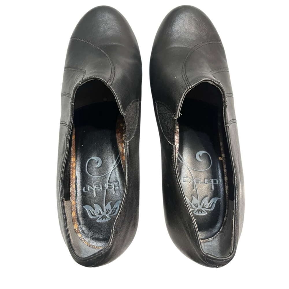 Dansko Bennett Black Nappa Leather Slip On Pumps Size 38 US 7.5 Like New - Picture 6 of 7